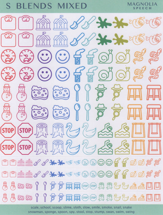 S Blends Mixed Speech Sound Stickers: Duo